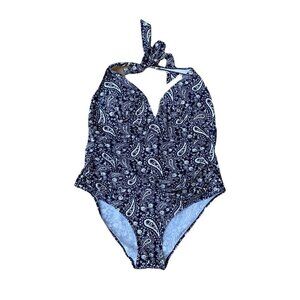 First Way Halter Paisley One Piece Swimsuit Size XXL Ruched New